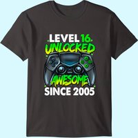 Level 16 Unlocked 16th Birthday Gaming T-shirt for Men — Mens T Shirts