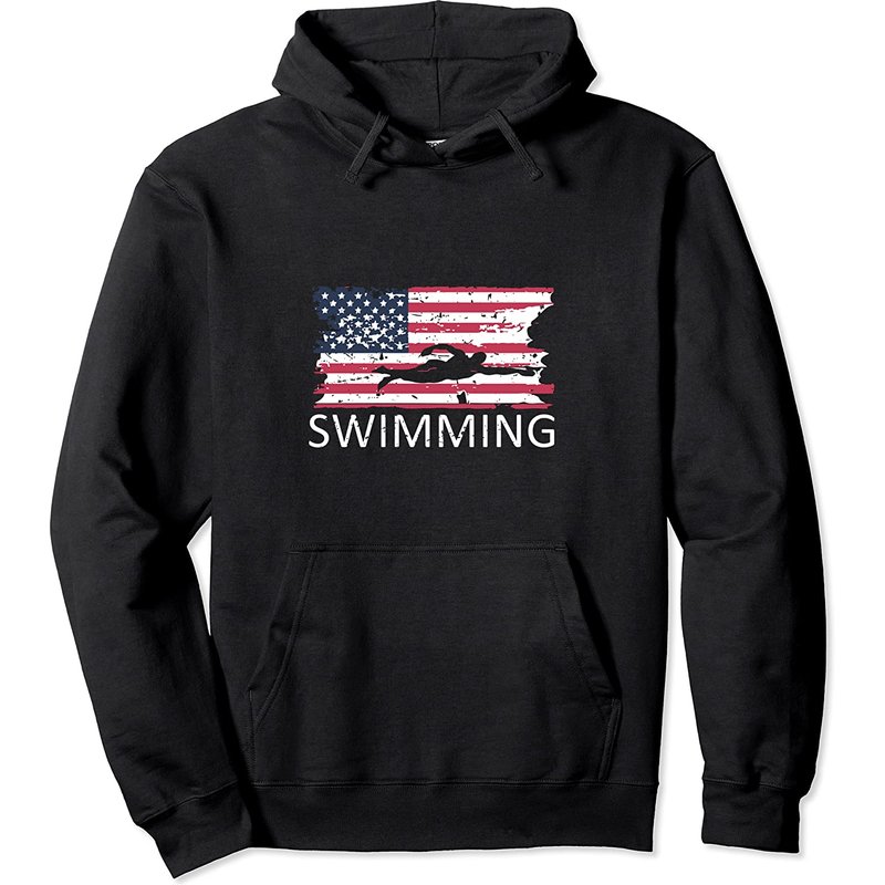 Hoodie USA Swimming Drapeau US Distress Unisexe — Sweats à capuche pour hommes