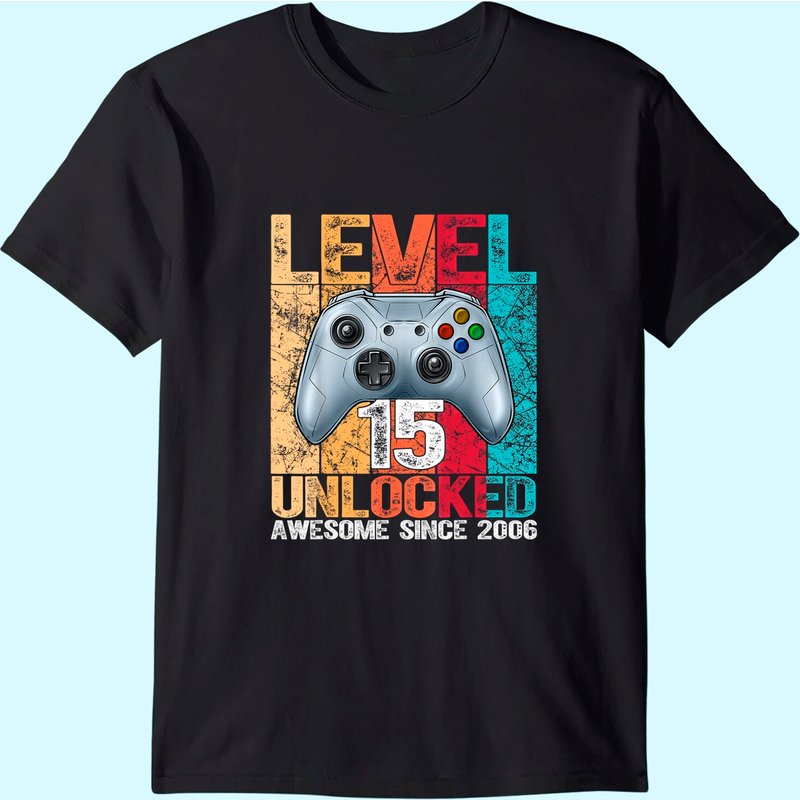 Level 15 Unlocked 15th Birthday Gaming T-Shirt for Men — Mens T Shirts