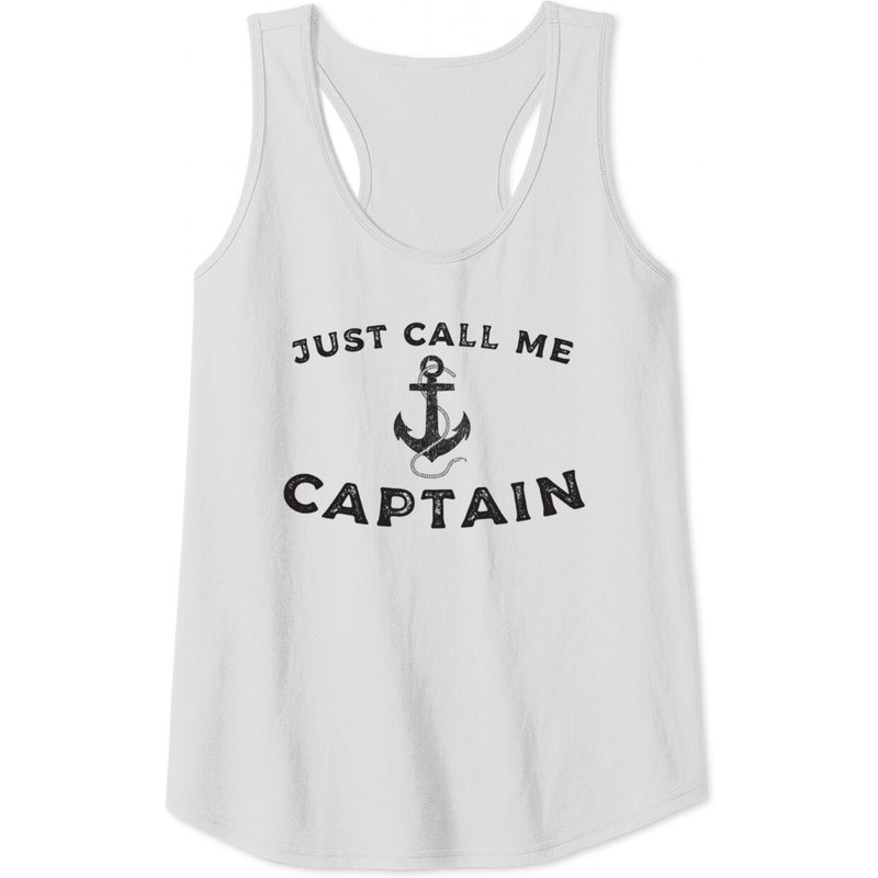 Call Me Captain Nautical Sailing Tank Top for Men - Dark Grey — Mens T Shirts