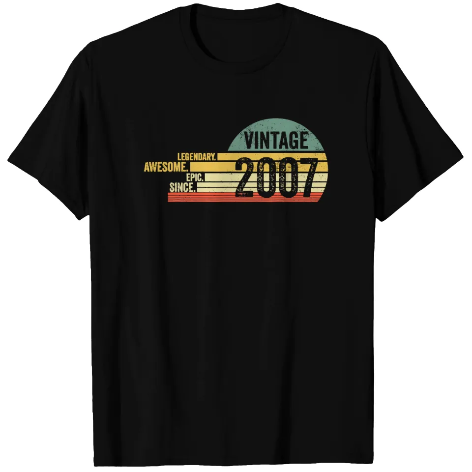 T-shirt Anniversaire Vintage 2007 pour Homme - 14 Ans - Noir — T-shirts pour hommes