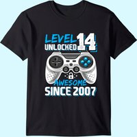 Level 14 Unlocked 2007 Video Game 14th Birthday T-shirt for Men — Mens T Shirts