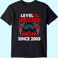 T-shirt de jeu anniversaire 13 ans Level 13 Unlocked pour hommes