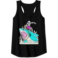 Funny Skeleton Surfing Shark Halloween Tank Top for Men
