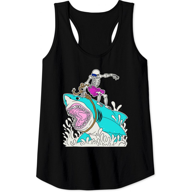 Débardeur Halloween Homme avec Squelette Drôle sur Planche de Surf — T-shirts pour hommes