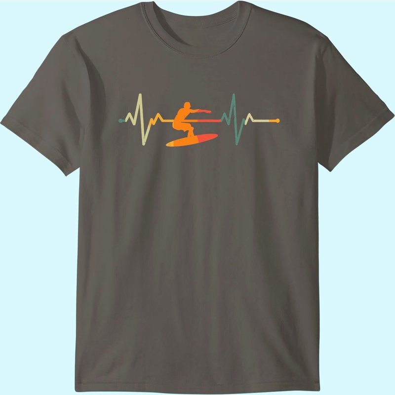 T-Shirt Surf Surfer Gift Heartbeat Waves pour Hommes — T-shirts pour hommes