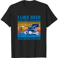 T-shirt I Like Beer Et Sprint Car Racing Pour Hommes — T-shirts pour hommes