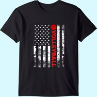 Volleyball Vintage USA American Flag T-Shirt for Men — Mens T Shirts