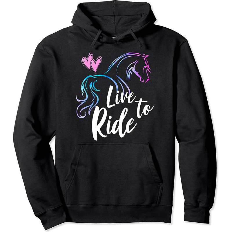 Horse Lover Live To Ride Equestrian Vintage Pullover Hoodie — Mens Hoodies