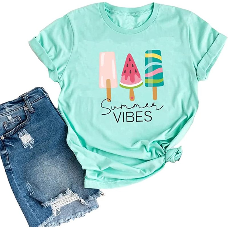 Womens Popsicle Summer Vibes Colorful Ice Cream T-Shirt for Men