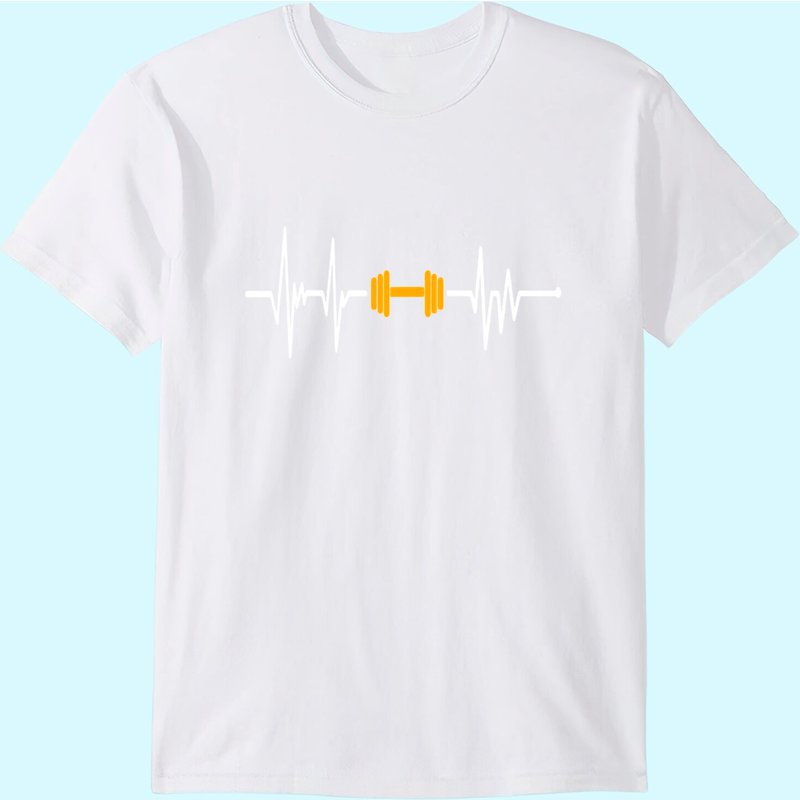 T-Shirt Barbell Weightlifting Heartbeat Bodybuilding pour hommes — T-shirts pour hommes