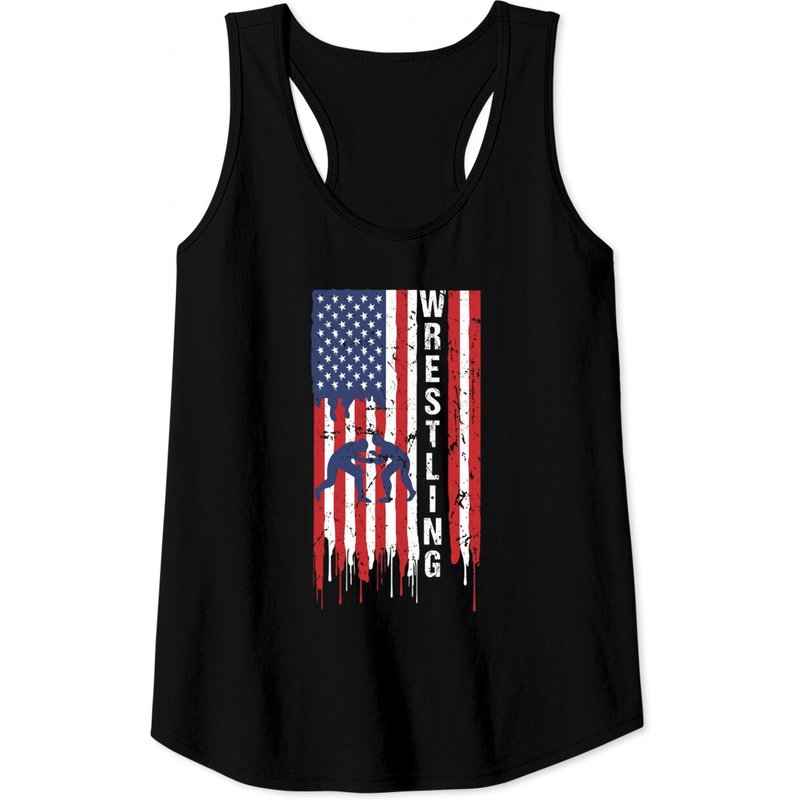 USA Flag Patriotic Wrestler Tank Top for Men — Mens T Shirts