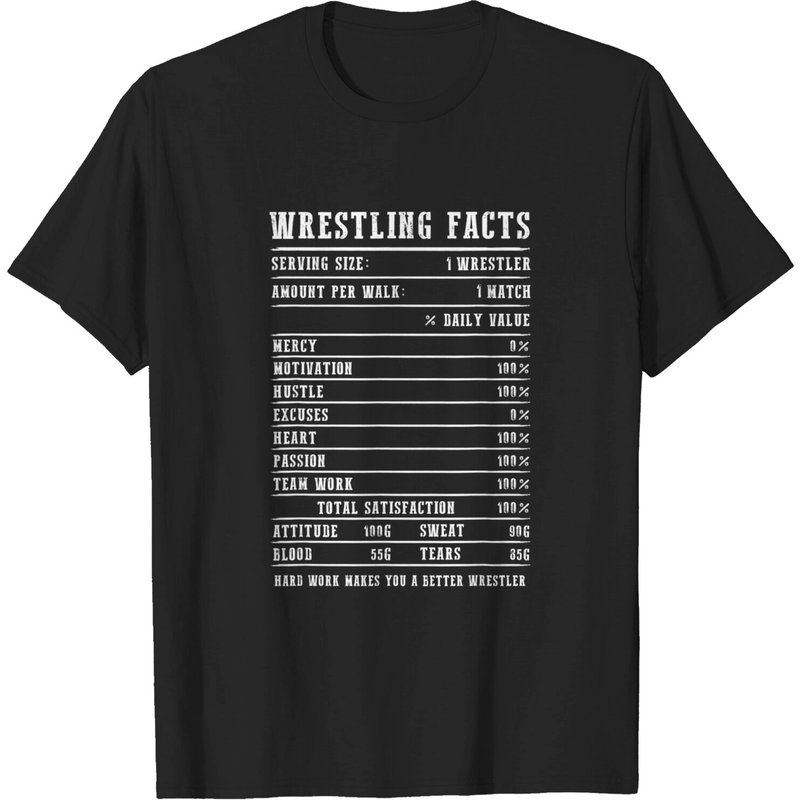 Wrestling Facts Nutrition College Wrestler T-Shirt for Men — Mens T Shirts