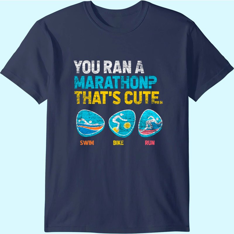 T-Shirt Vintage Triathlète Natation Vélo Course pour Hommes