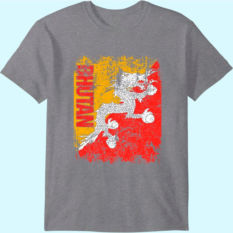 T-shirt Vintage Distress Drapeau du Bhoutan pour Hommes — T-shirts pour hommes