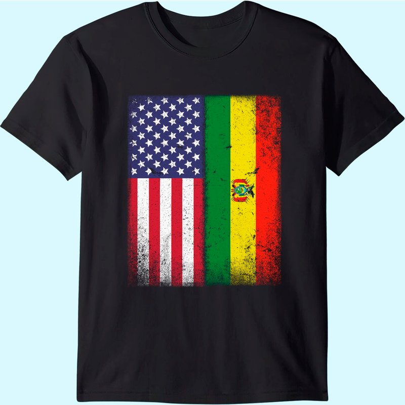 Bolivian American Flag T-Shirt for Men
