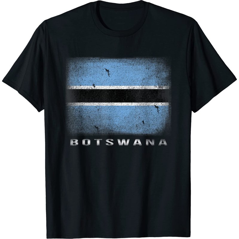 Botswana Flag T-Shirt for Men in Black