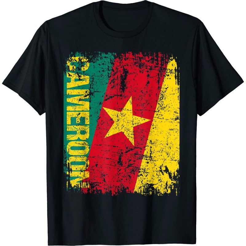 Cameroon Flag Vintage Distressed T-Shirt for Men — Mens T Shirts