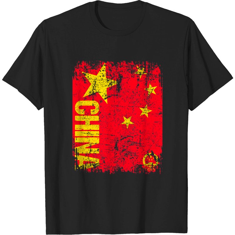 China Flag T-Shirt for Men in Black