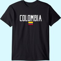 Colombia Flag Vintage White Text T-Shirt for Men