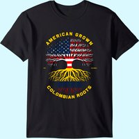 T-shirt avec l'arbre aux racines colombiennes et drapeau américain — T-shirts pour hommes