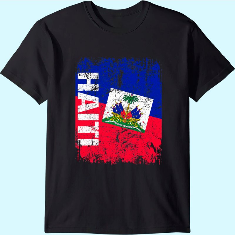 T-shirt Vintage Distress Drapeau Haïti pour Hommes — T-shirts pour hommes