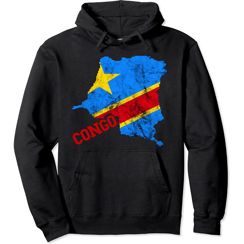 Democratic Republic Of Congo Map Congolese Flag Pullover Hoodie — Mens Hoodies