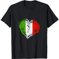 T-Shirt Vintage Italie en Forme de Cœur avec Drapeau Italien pour Hommes — T-shirts pour hommes
