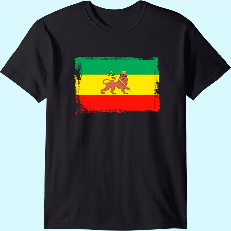 T-shirt Drapeau d'Éthiopie Lion de Juda pour hommes — T-shirts pour hommes