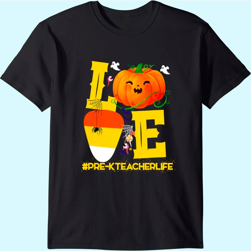 T-shirt de costume Halloween Pumpkin Love pour enseignant de pré-K — T-shirts pour hommes