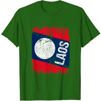 T-Shirt Vintage Distress Drapeau du Laos pour Hommes