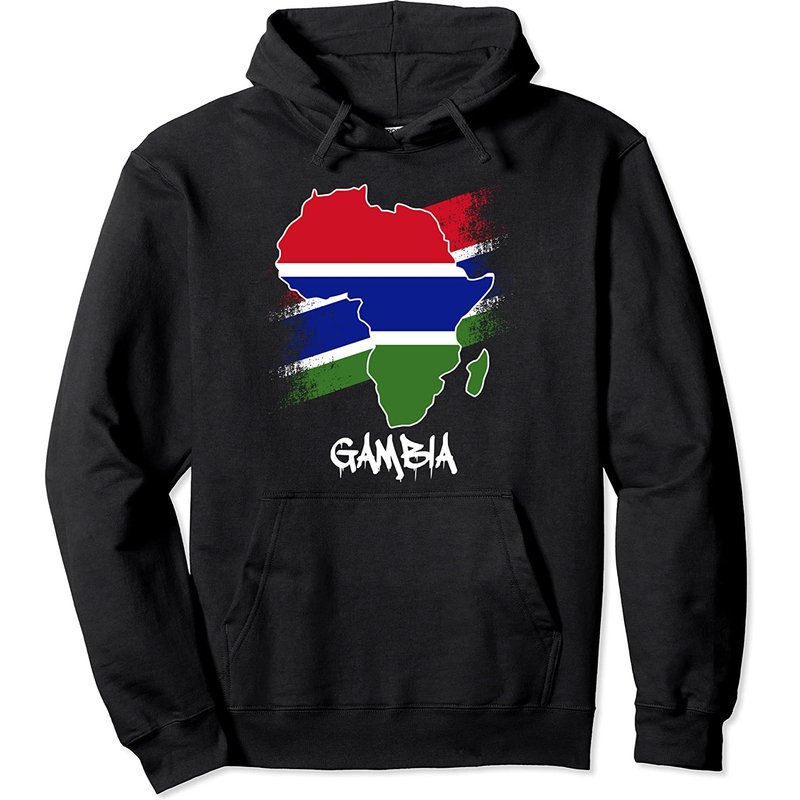 Gambia Flag in Africa Map Gambian Pride Pullover Hoodie — Mens Hoodies