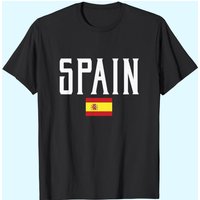 Spain Flag Vintage White Text T-Shirt for Men