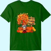 Happy Harvest Gnome Plaid Pumpkins Maple Autumn T-Shirt for Men — Mens T Shirts