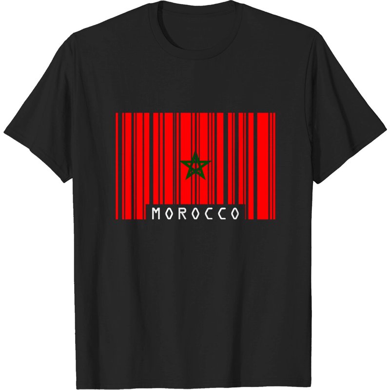 T-shirt en coton premium avec drapeau style code-barres du Maroc - Homme — T-shirts pour hommes