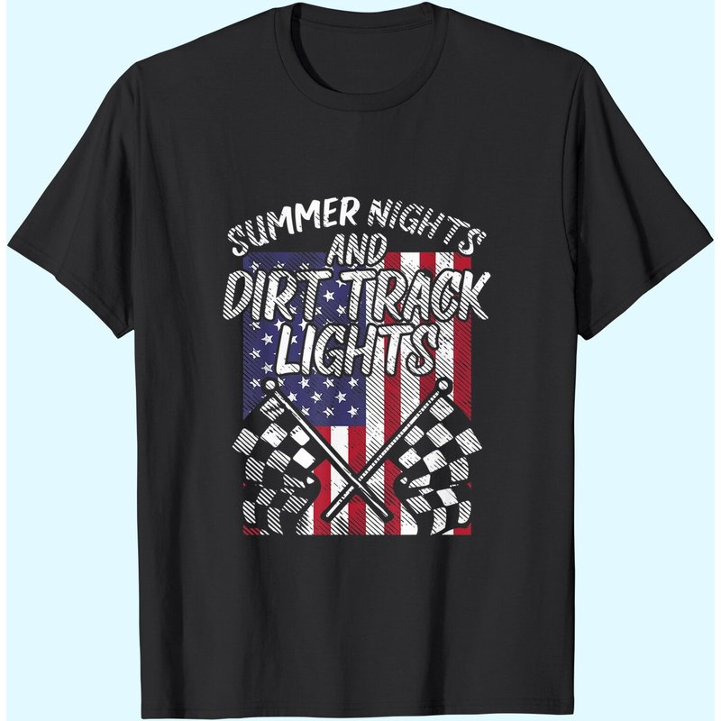 T-Shirt de Motocross Summer Nights Dirt Track Lights Flag — T-shirts pour hommes