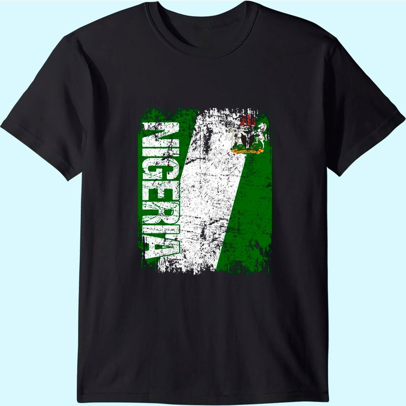 T-shirt Vintage Délavé Drapeau du Nigeria pour Hommes
