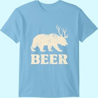 T-shirt Vintage Ours Cerf Bière pour Hommes — T-shirts pour hommes
