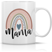 Mama Coffee Mug Boho Scandinavian Pastel Watercolor Rainbow