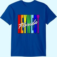 Key West Florida Rainbow Letters T-Shirt for Men — Mens T Shirts
