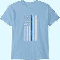 American Flag Thin Blue Line Police Support T-Shirt for Men