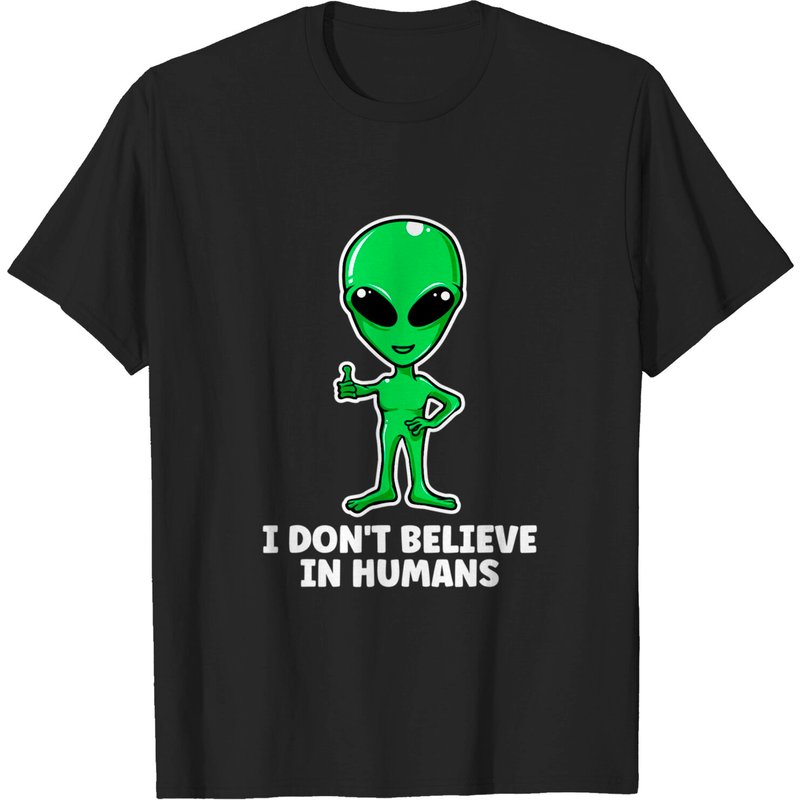 T-shirt Alien Espace Vert Je Ne Crois Pas Aux Humains pour Hommes — T-shirts pour hommes