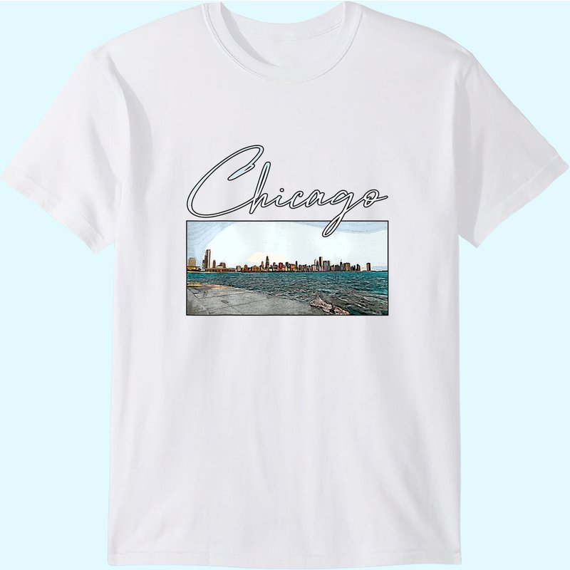 T-Shirt Skyline Gratte-Ciel Bord du Lac Downtown Chicago Clothing — T-shirts pour hommes