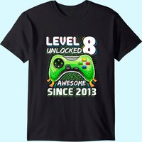 T-shirt Cadeau de Jeu Vidéo Niveau 8 Débloqué pour Hommes