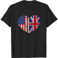 T-Shirt pour hommes avec drapeau de citoyenneté double USA Royaume-Uni