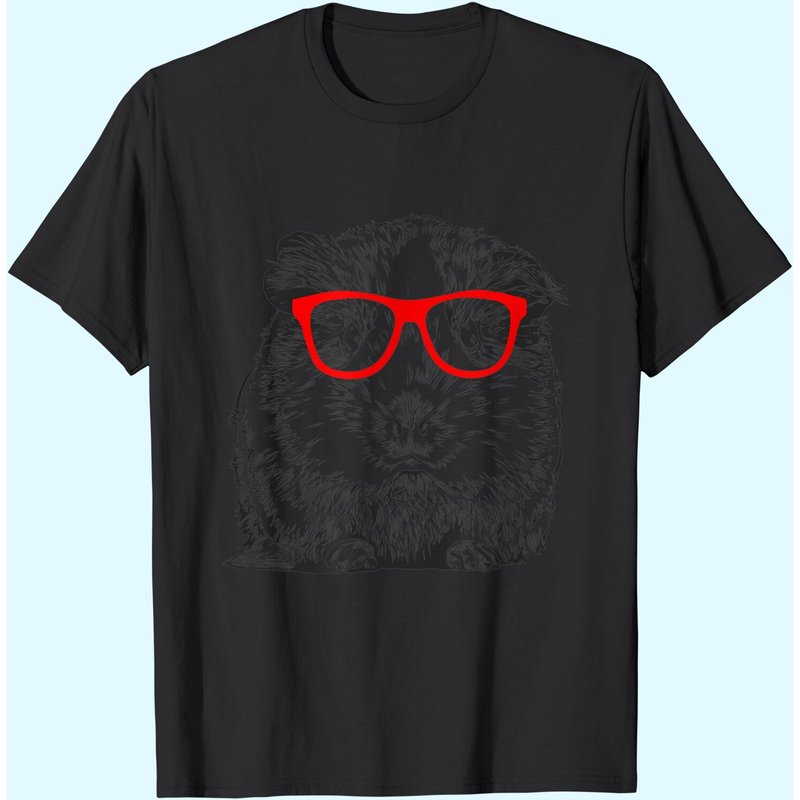T-shirt Hipster Cochon d'Inde Lunettes Rouges pour Hommes — T-shirts pour hommes