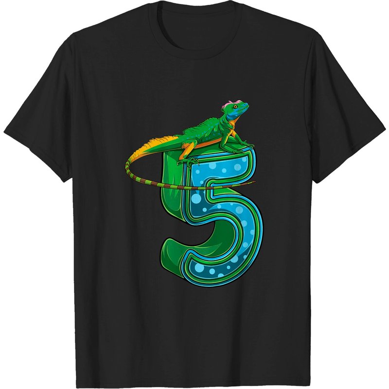 T-shirt d'anniversaire des 5 ans pour enfants avec lézard reptile — T-shirts pour hommes