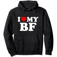 I Love My BF Boyfriend Red Heart Pullover Hoodie