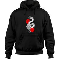 Hoodie Unisexe Grunge Punk Goth Serpent Roses Rouges — Sweats à capuche pour hommes