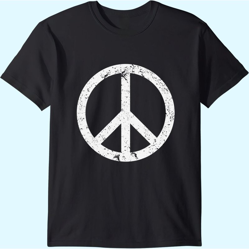 T-shirt Distressé avec Signe de Paix Vintage pour Hommes — T-shirts pour hommes